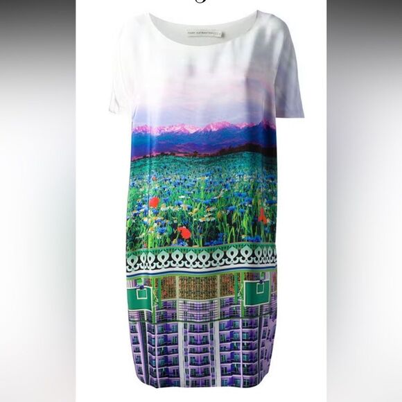 Mary Katrantzou Womens‎ Silk Effloresence Abstract Print Dress Size 8 - Picture 1 of 8
